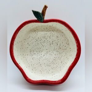 Red Apple-Shaped Ceramic Bowl Pottery 6” X 2” NWOT